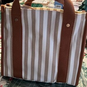 Small Square Stripe Canvas Tote